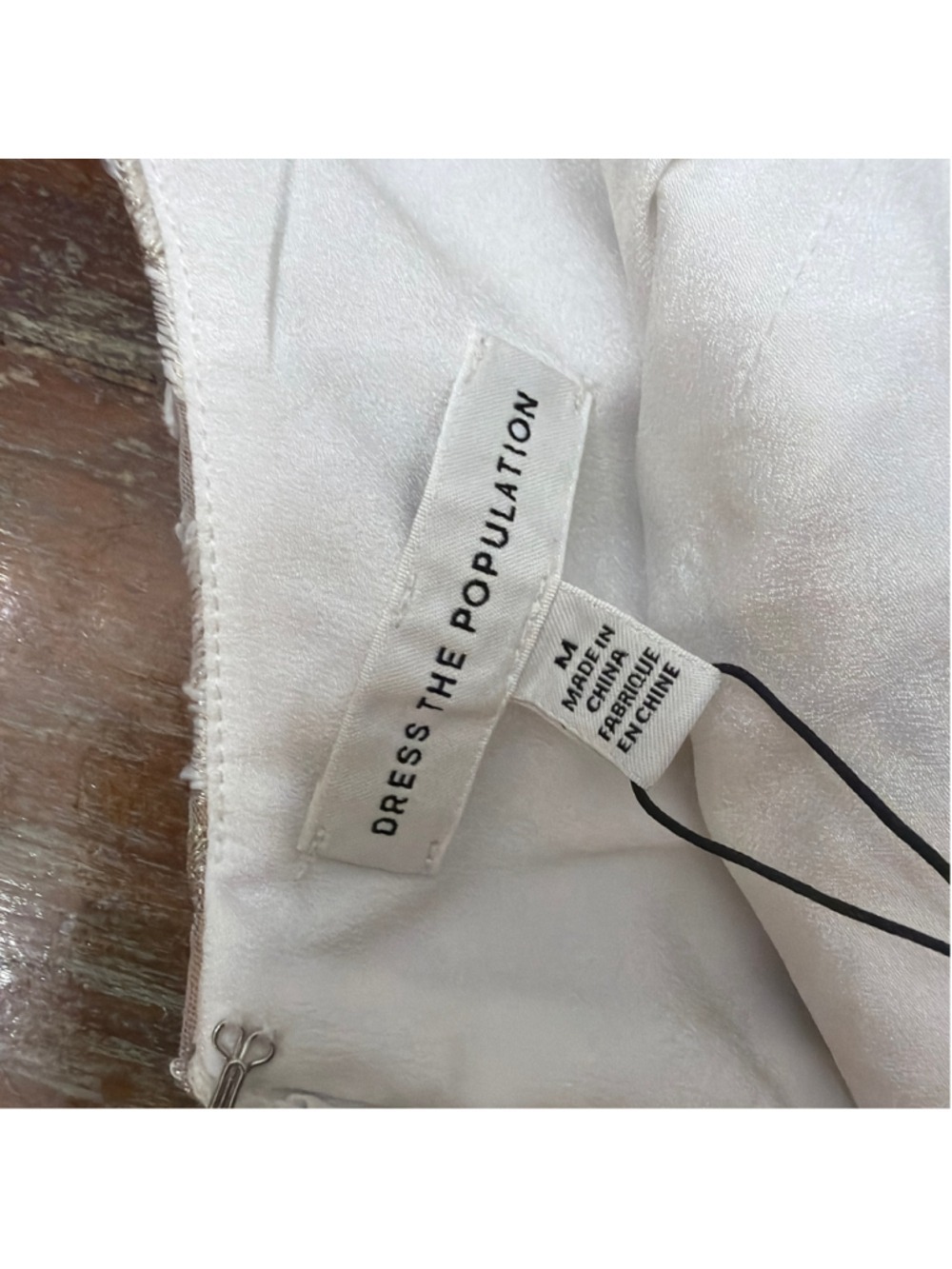Dress the Population Emma Embroidered Midi Dress White Gold NWT Medium - Picture 5 of 14